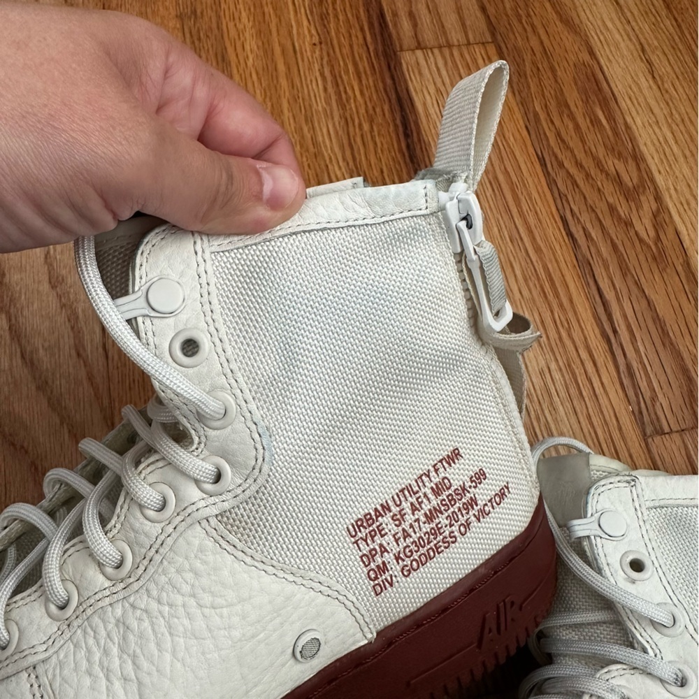 Nike SF Air Force 1 Mid Mars Stone Sneakers Shoes Ivory Red Retro Men’s Size 8.5 - Picture 11 of 14